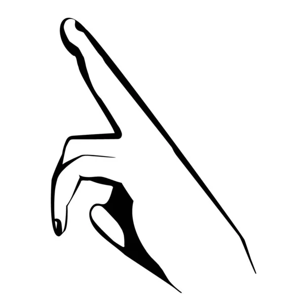 El işaretli parmak çizilmiş mürekkep çizimi ile el beyaz arka planda izole.