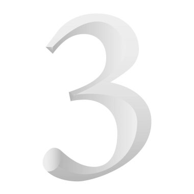 Beyaz arka planda sınıflandırılmış üç numaralı gümüş vektör ilüzyonu.