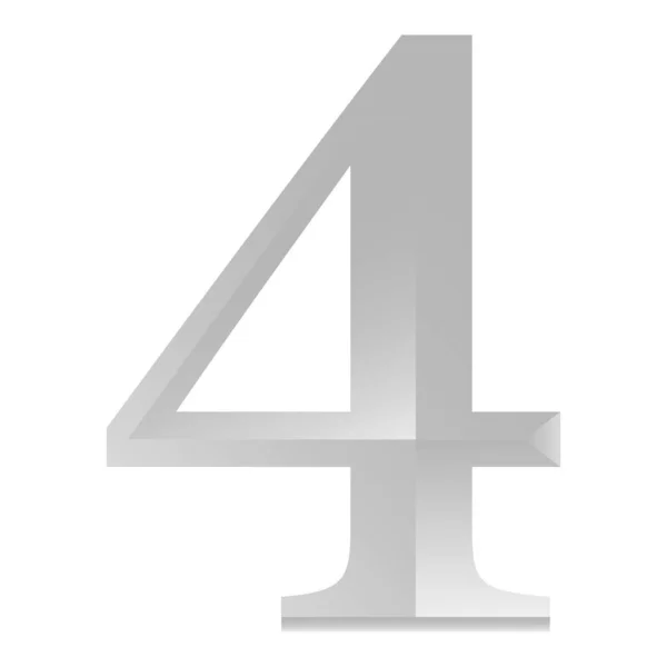 Illustrazione Vettoriale Numero Quattro Argento Con Gradiente Isolato Sfondo Bianco — Vettoriale Stock