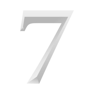 Gri Numara Yedi Vektör İllüzyonu Beyaz Arkaplanda İzole Edilmiş.