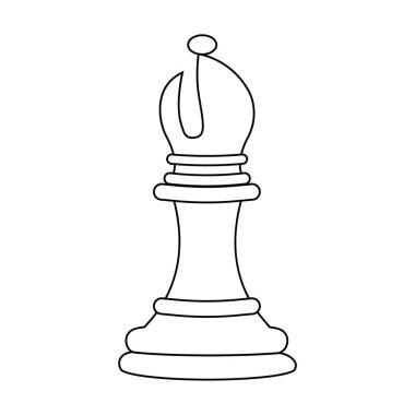 Bishop satranç taşı taslağı vektör çizimi. Amerikan Satranç Günü konsepti.