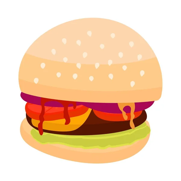 Hamburger Elle Çizilmiş Vektör Beyaz Arka Planda Fast Food — Stok Vektör