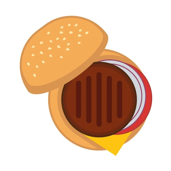 Burger Top View Düz Simge Vektör Illüstrasyonu — Stok Vektör