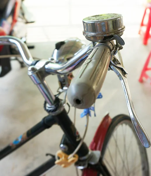 Bicycle handlebar at street — Stock Photo, Image