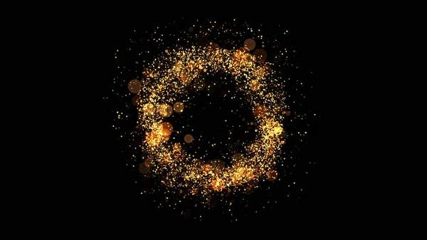 Złote Cząstki Błyszczące Gwiazdy Pył Bokeh Brokat Nagrody Pył Koło — Zdjęcie stockowe