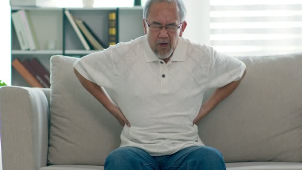 Asiática Ancianos Hombre Mayor Dolor Estómago Por Que Dolor Enfermedad — Vídeos de Stock