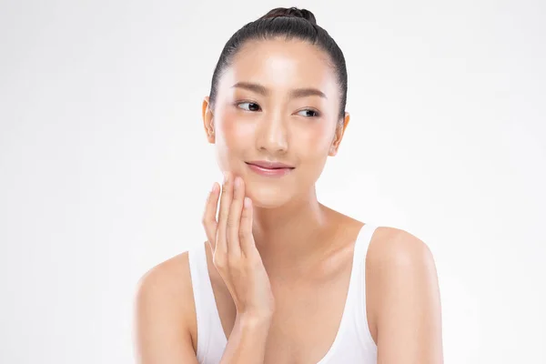 Wellness Asiatische Junge Frau Berühren Ihr Kinn Sauber Frische Und — Stockfoto
