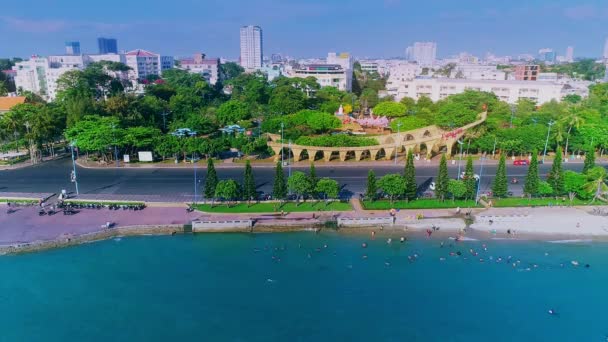 Панорама Парка Прибрежного Города Вунг Тау Вьетнам Видеозапись Сделанная Дрон — стоковое видео