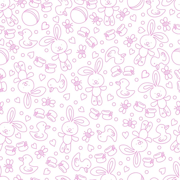 Seamless pink baby pattern for girls — Stock Vector