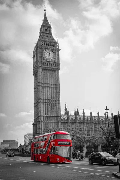 Big ben e autobus rosso — Foto Stock