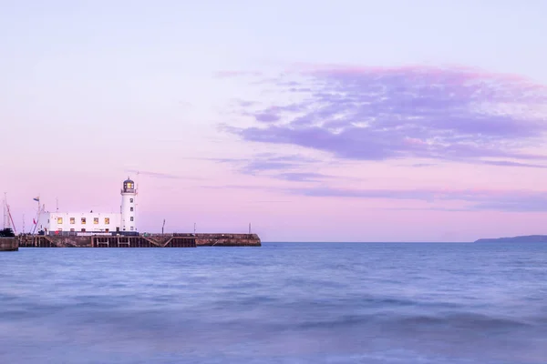 Phare Scarborough Pris Coucher Soleil — Photo