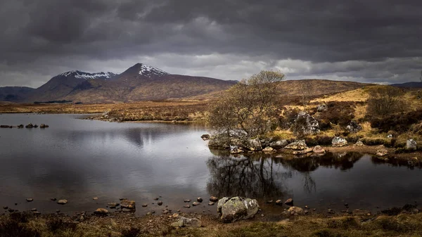 Rannoch Moor manzarası, İskoçya Dağları, İngiltere.
