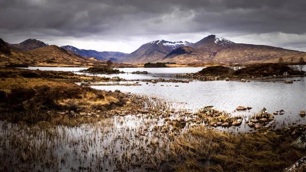 Rannoch Moor manzarası, İskoçya Dağları, İngiltere.