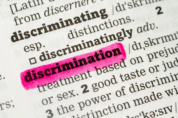 Definición del diccionario discriminación — Foto de Stock