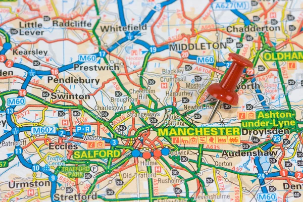 Mapa de carreteras hacia Manchester —  Fotos de Stock
