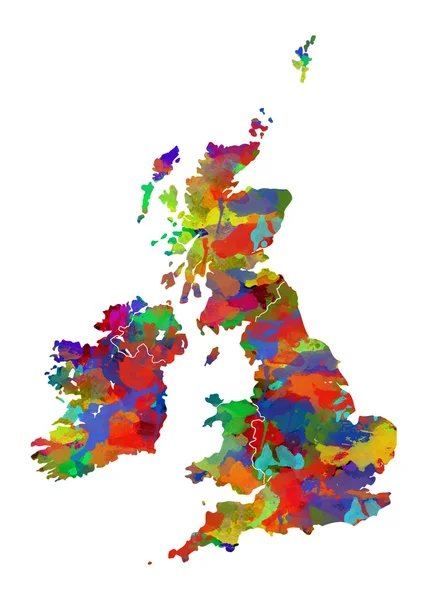 Aquarel kaart van Groot-Brittannië — Stockfoto
