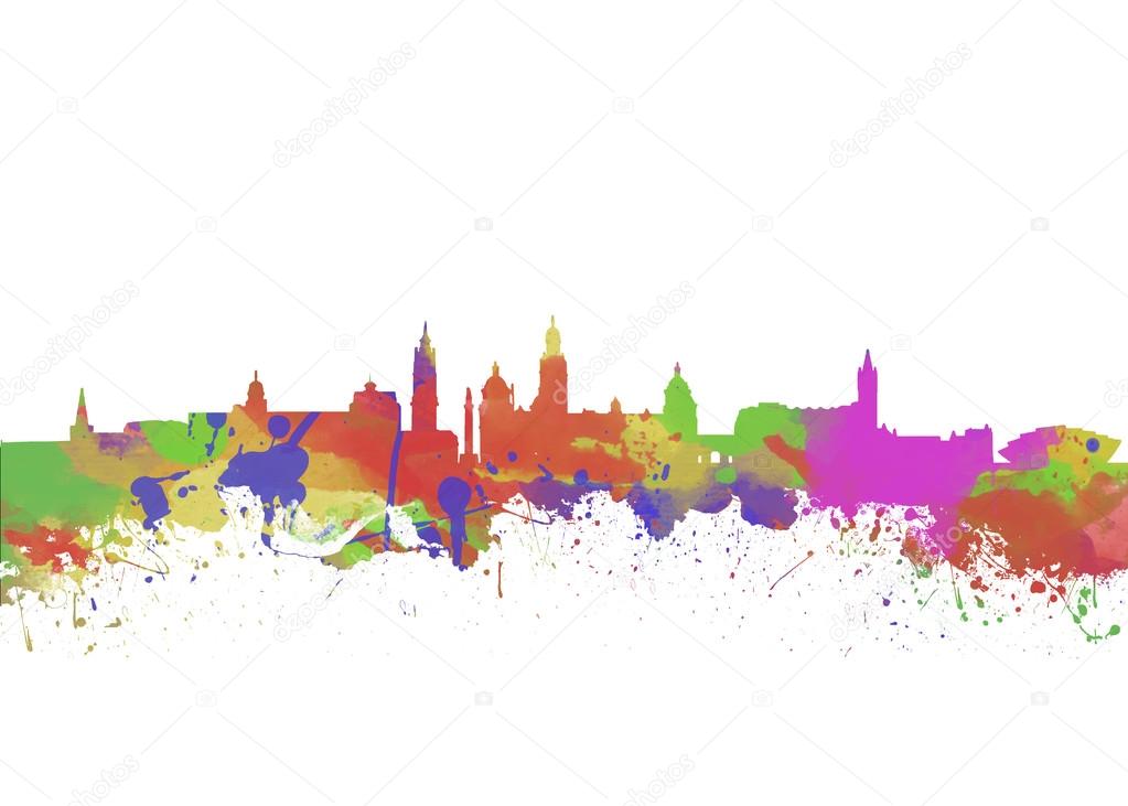 Glasgow Watercolor  skyline 
