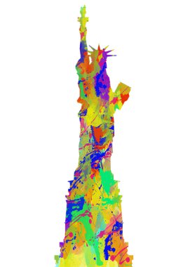 Watercolor art print of the Statue of Liberty  USA clipart