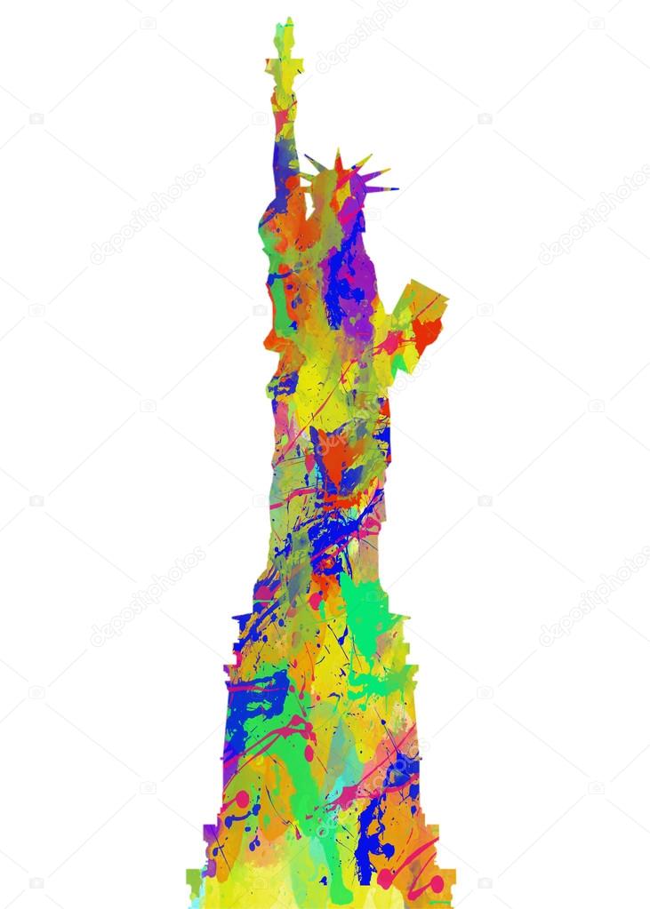 Watercolor art print of the Statue of Liberty  USA