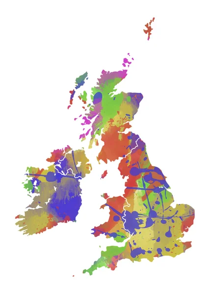 Great Britain Watercolor Map — Stock Photo, Image