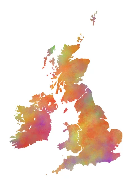 Great Britain Watercolor Map — Stock Photo, Image