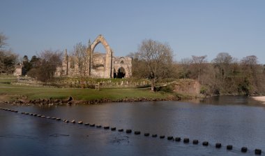 Bolton Priory and stepping stones clipart