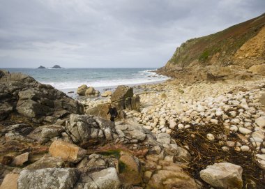 Porth Nanven Cove Cornwall İngiltere'de