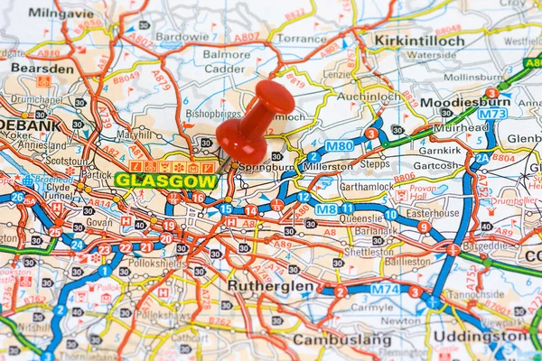 Mapę ulic z Glasgow — Zdjęcie stockowe