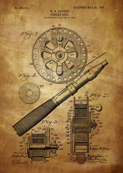 Balıkçılık Reel Patent — Stok fotoğraf