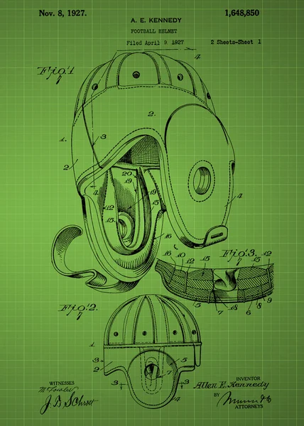 Voetbal helm octrooi — Stockfoto