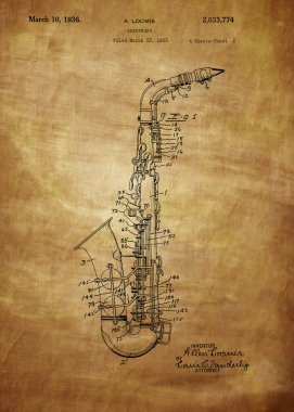 Saxophone Patent Drawing clipart