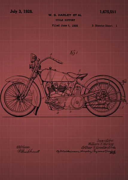 Harley Davidson motorcykel Patent — Stockfoto