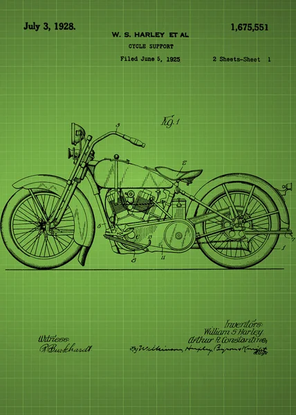 Patente de motocicleta Harley Davidson — Fotografia de Stock