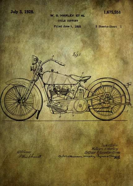 Harley Davidson motorcykel Patent — Stockfoto