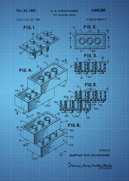 LEGO Toy budynek cegła Patent — Zdjęcie stockowe