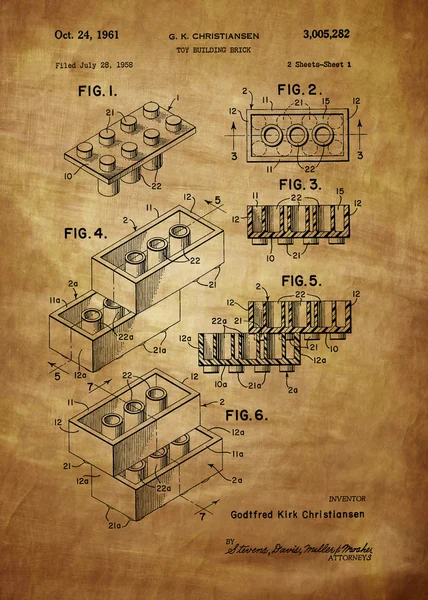 LEGO Toy budynek cegła Patent — Zdjęcie stockowe