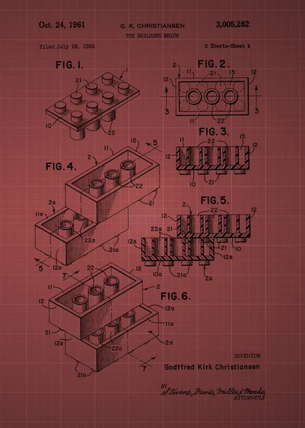 Construction de jouets LEGO Brick brevet — Photo