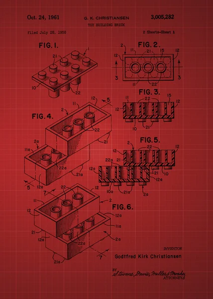 LEGO Toy budynek cegła Patent — Zdjęcie stockowe