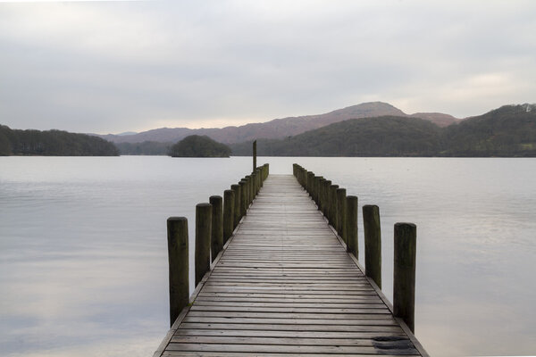 Wooden jetty in the lake district