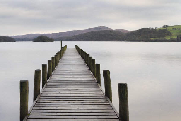 Wooden jetty in the lake district