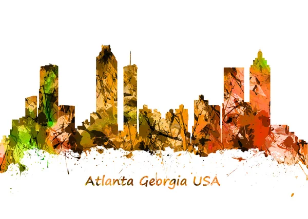 Impressão de arte aquarela do horizonte de Atlanta Georgia EUA — Fotografia de Stock