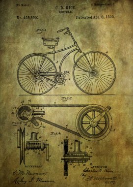 Bicycle patent from 1890 clipart