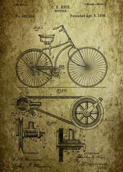 1890 年专利的自行车 — 图库照片