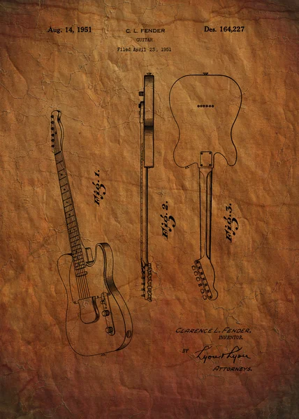 Kotflügelgitarre Patent von 1951 — Stockfoto