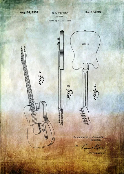 Fender guitar patent from 1951 — Stock Photo, Image