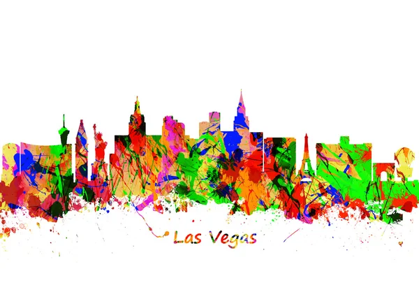 Akvarell art print a látóhatár Las Vegas-i Nevada City Usa — Stock Fotó