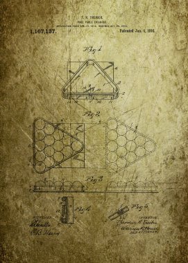 Pool table triangle patent from 1915 clipart
