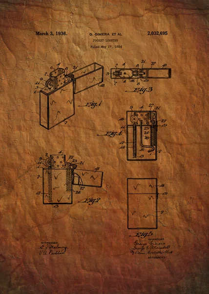Lighter patent from 1934 — Stock Photo, Image