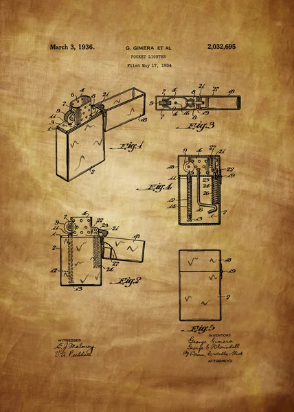 Lighter patent from 1934 — Stock Photo, Image