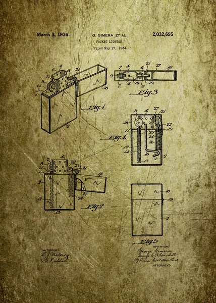 Lighter patent from 1934 — Stock Photo, Image